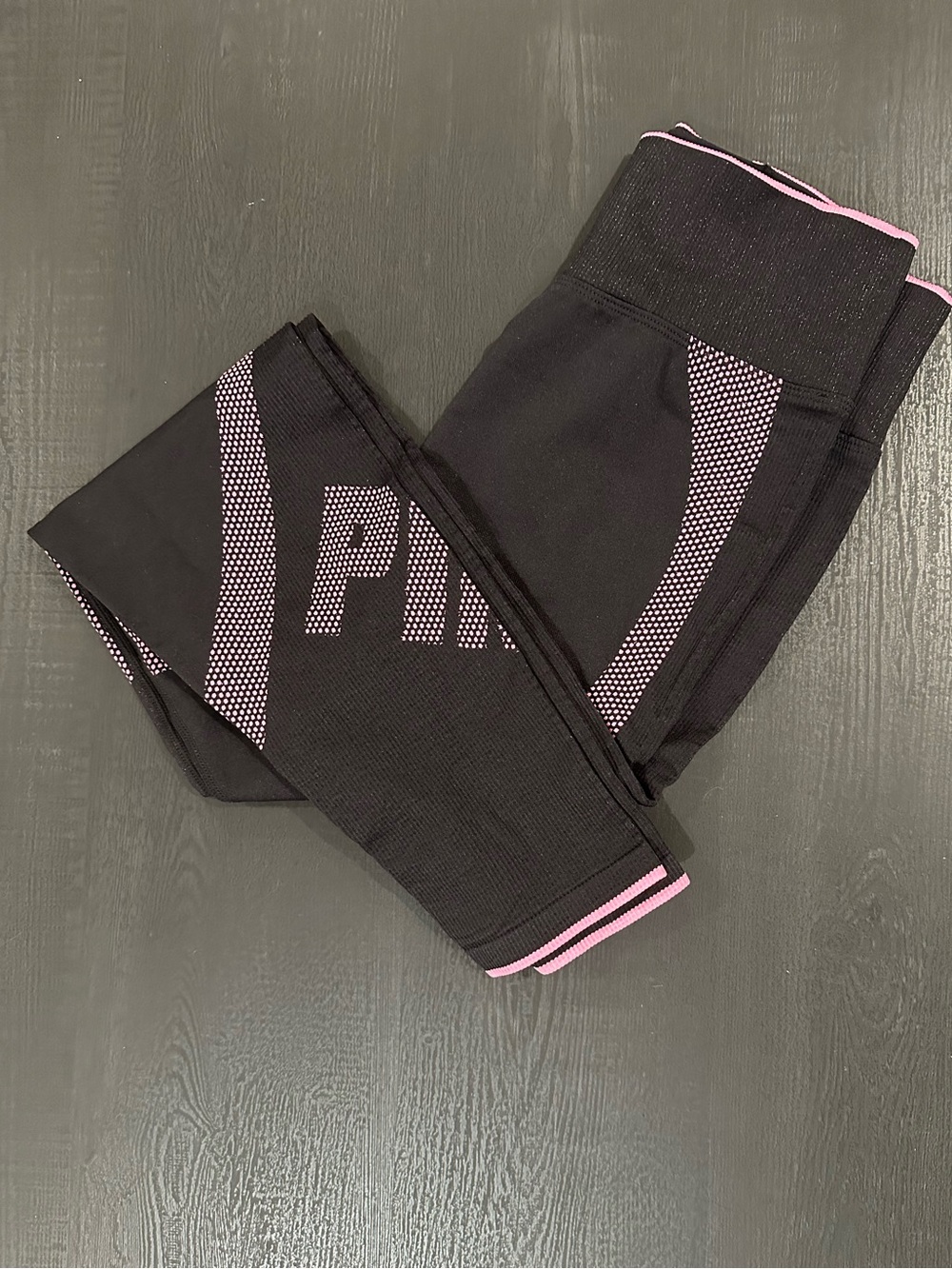 Victoria’s Secret PINK Ultimate High Rise Mesh Leggings Black Pink